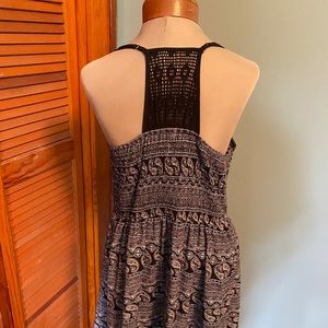 Black Crochet Back Skater Dress